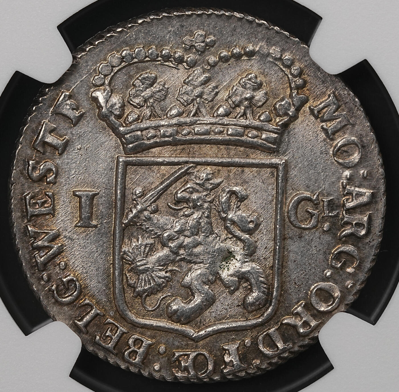 修遠堂世界钱币第110期 NGC MS66 1793年荷兰西弗里斯兰省站人1盾银币，顶级品相，冠军分