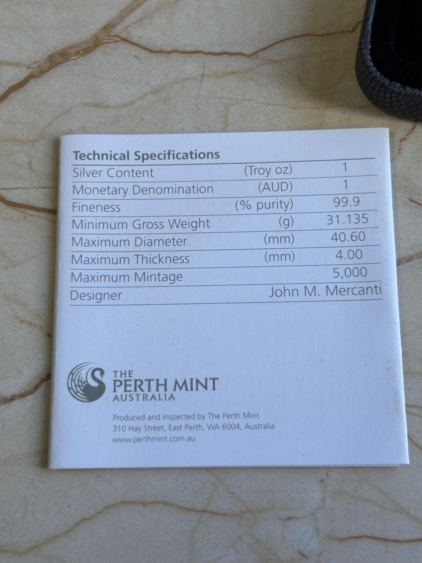 第196期拍卖 澳大利亚2016年楔尾鹰1盎司精制纪念银币，999银，发行5000枚