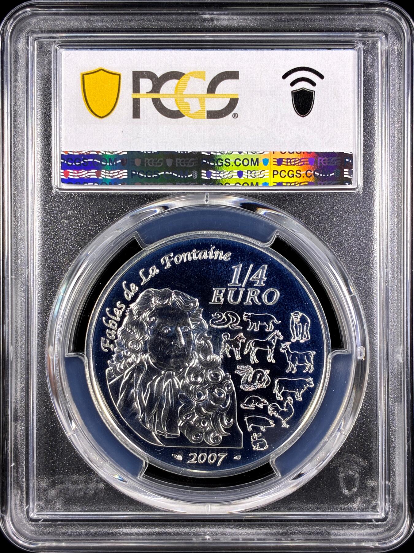 【雨安】【直播拍卖】【第0131期-评级币章】2026-04-04 周六 19:30 (金价1060, 银价18.08)  [评级欧元] France 欧元 法国 1/4欧元 2007年 生肖猪年  PCGS-MS67