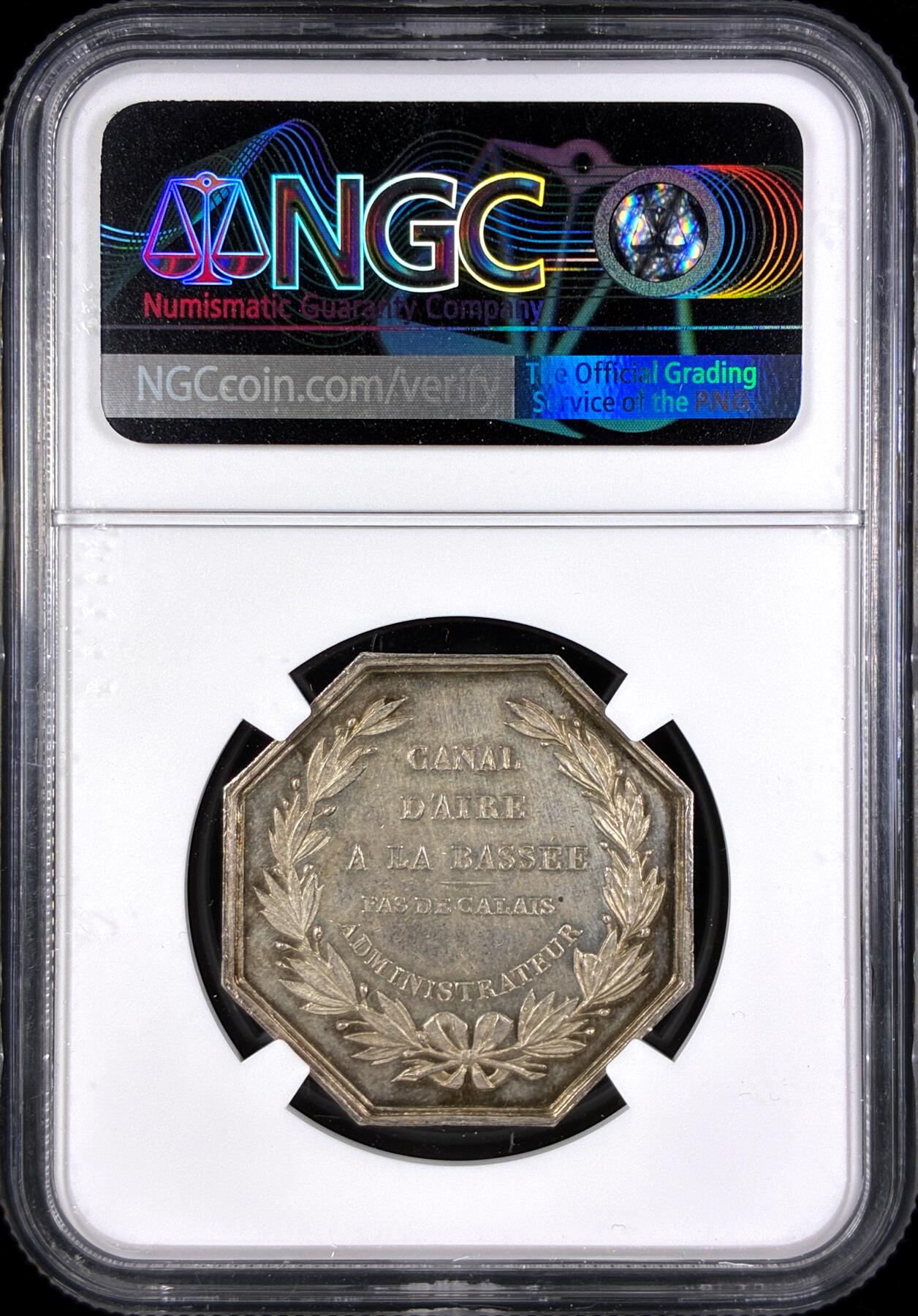 【雨安】【直播拍卖】【第0131期-评级币章】2026-04-04 周六 19:30 (金价1060, 银价18.08)  [评级章] France [章] 法国 八角 1825年 运河  NGC-UNC