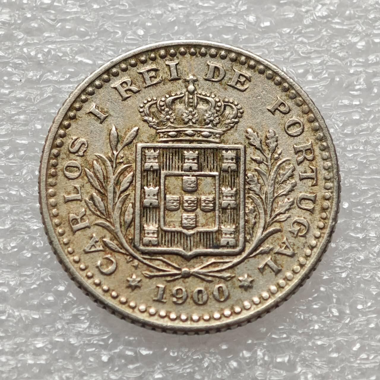  【淘币小摊】限时拍第八百九十二拍   教皇国塞舌尔加纳危地马拉场    每周一统一发货 葡萄牙1900年50雷斯镍币 km545