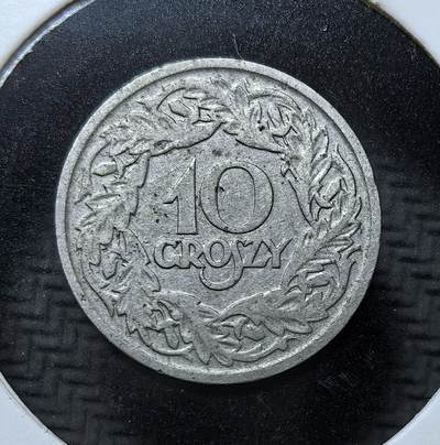 外国优质银币克朗币纪念章，每周六晚九点倒数截拍，满百包邮可寄存，持续收拍 - 波兰第二共和国1923年10格罗希，币面铸波兰白鹰国徽，是一战后波兰复国初期的流通辅币，见证了波兰重建主权、稳定货币体系的历史。