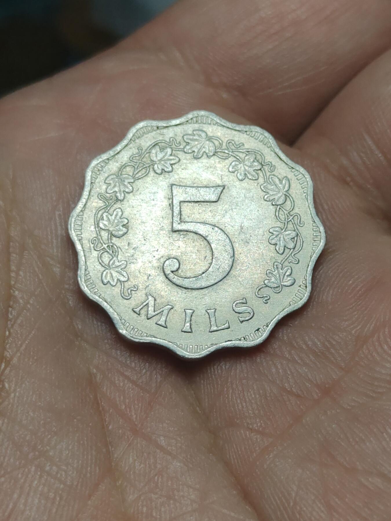 2026年第四十场(总第二百零九场）外国好品散币场(免佣金) 马耳他🇲🇹1972年5米尔(第一套流通硬币首发年)