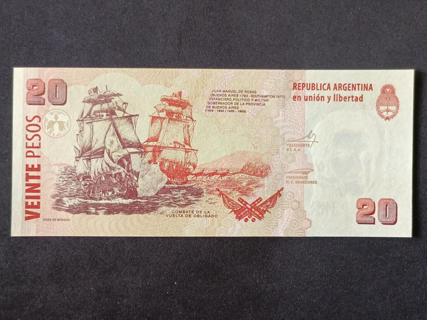 【游宝拍卖】丙午马年第18期 阿根廷-20比索【全新UNC-】