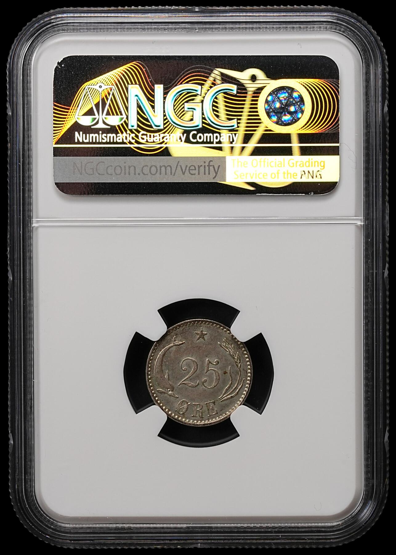 修遠堂世界钱币第110期 NGC MS63  1900年丹麦海豚25欧尔银币