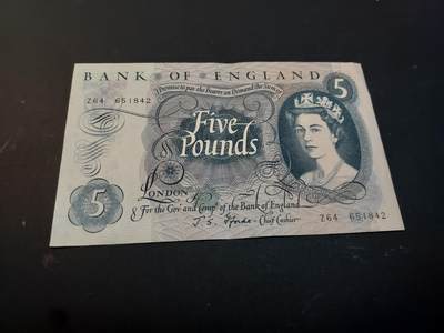 博彦收藏    4月11日 8点 钱币专场 - 英国旧版女皇5镑 8-85品