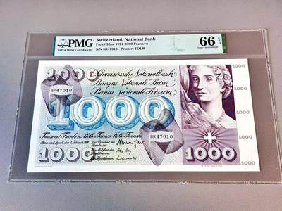 【Blue Auction】世界纸币精拍第804期——18级TOP拍卖/信誉/品质/专业/高效💫 - 【冠军分】瑞士 1974年1000法郎 死神之舞 PMG66EPQ 超大票幅 设计精美