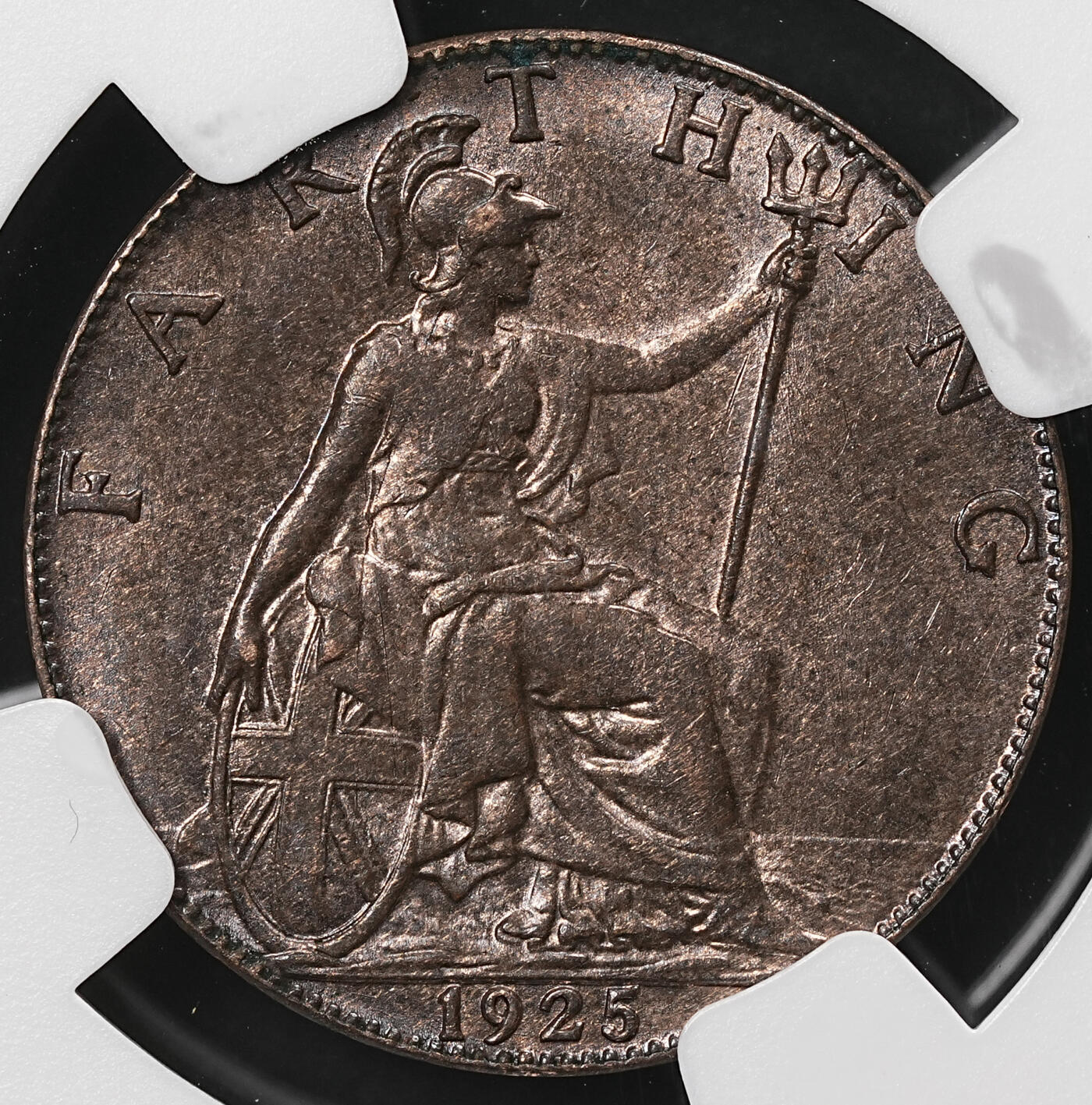 修遠堂世界钱币第110期 NGC MS63BN  1925年英国1法新铜币