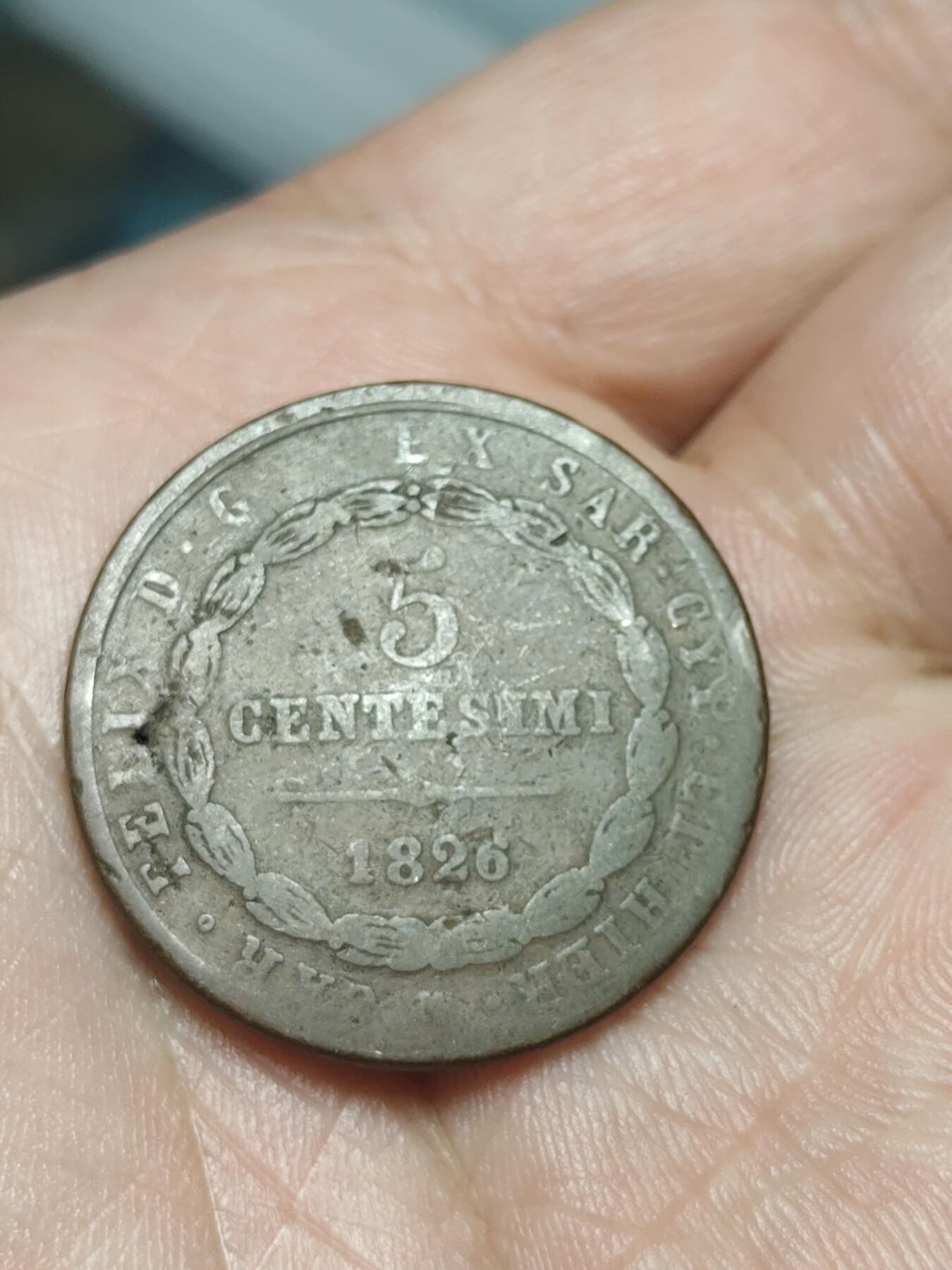 2026年第四十场(总第二百零九场）外国好品散币场(免佣金) 意大利邦国–萨丁尼亚王国1826单年份5分(卡洛·费利切时期第一版，MV–L版)