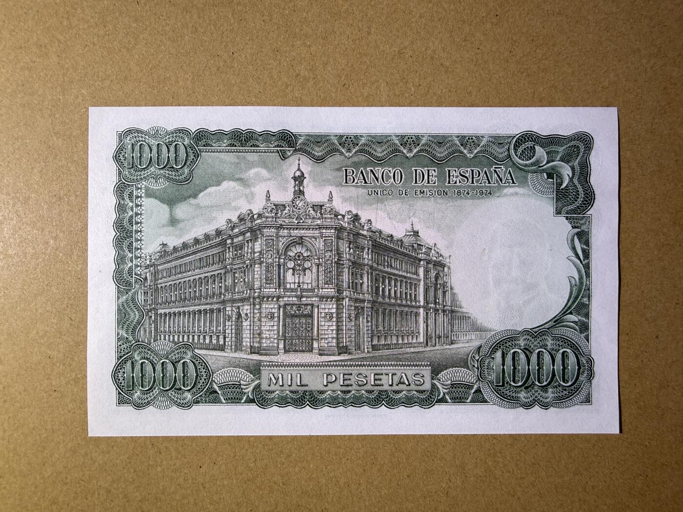 《愛美收藏》第239期-4.5周日外币黄金场  西班牙1000比塞塔 UNC 1971年 西班牙银行成为唯一发钞银行100周年纪念钞 无4