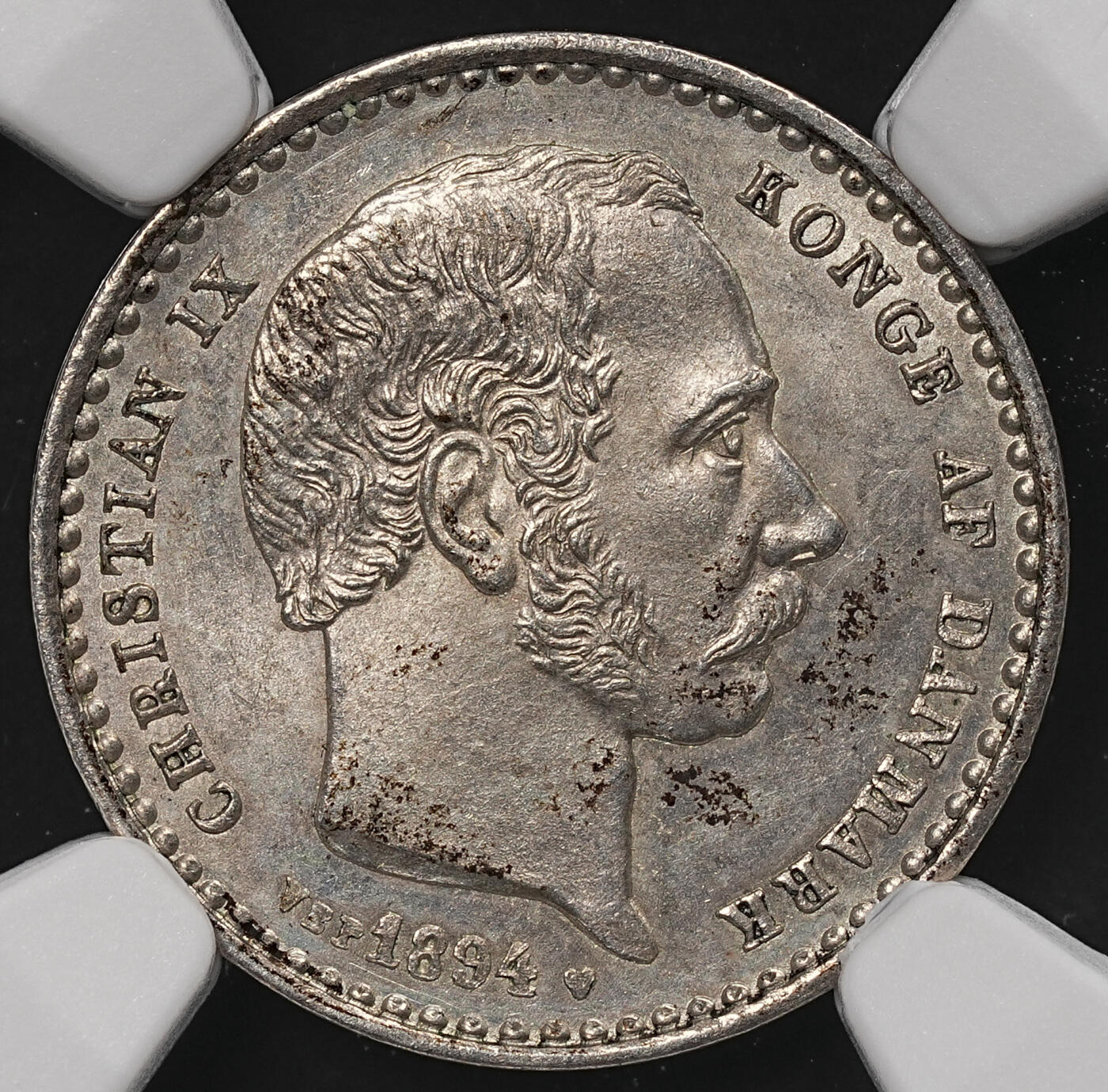 修遠堂世界钱币第110期 NGC MS64 1894年丹麦海豚25欧尔银币