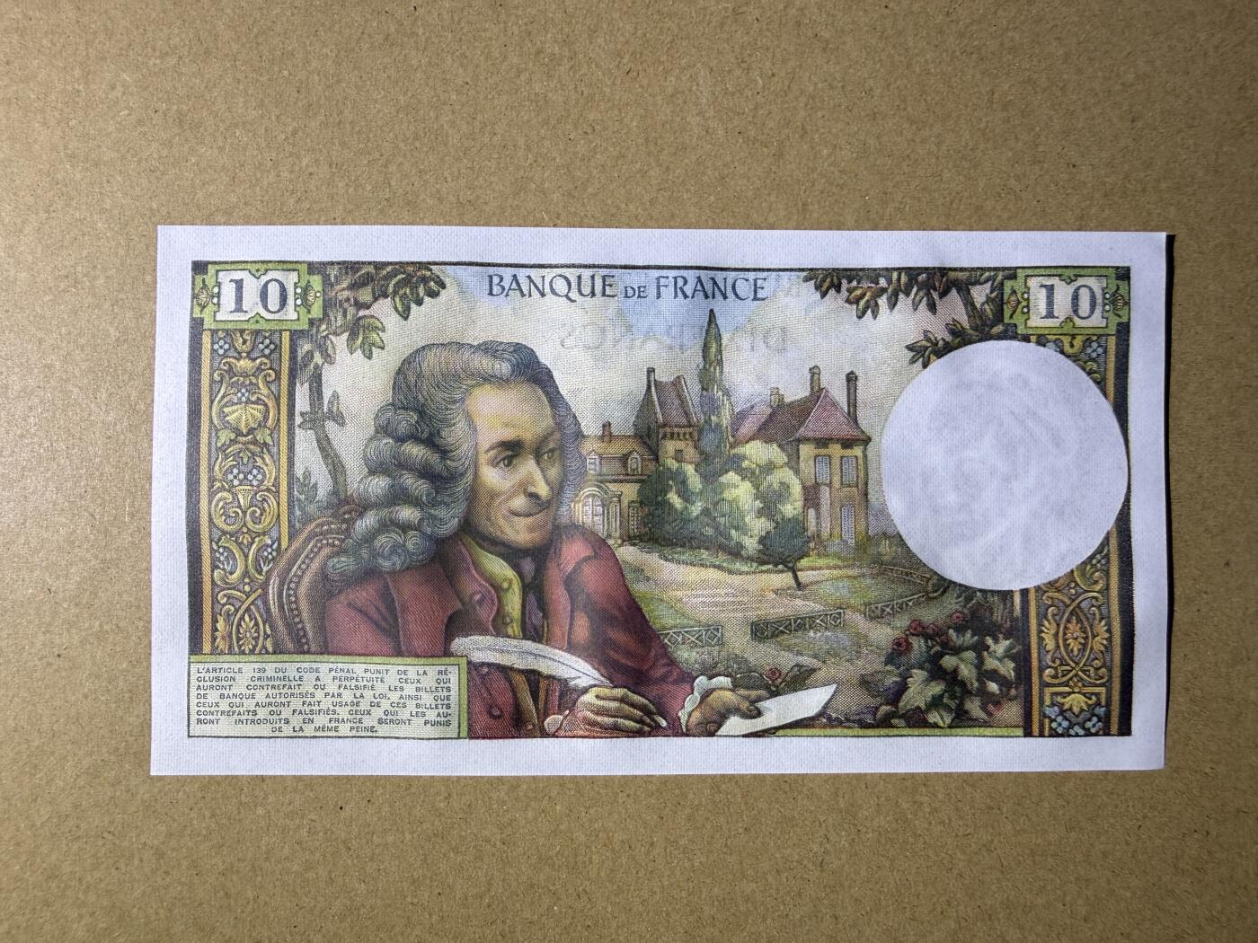 《愛美收藏》第239期-4.5周日外币黄金场  法国10法郎 UNC 1972年 法国作家伏尔泰