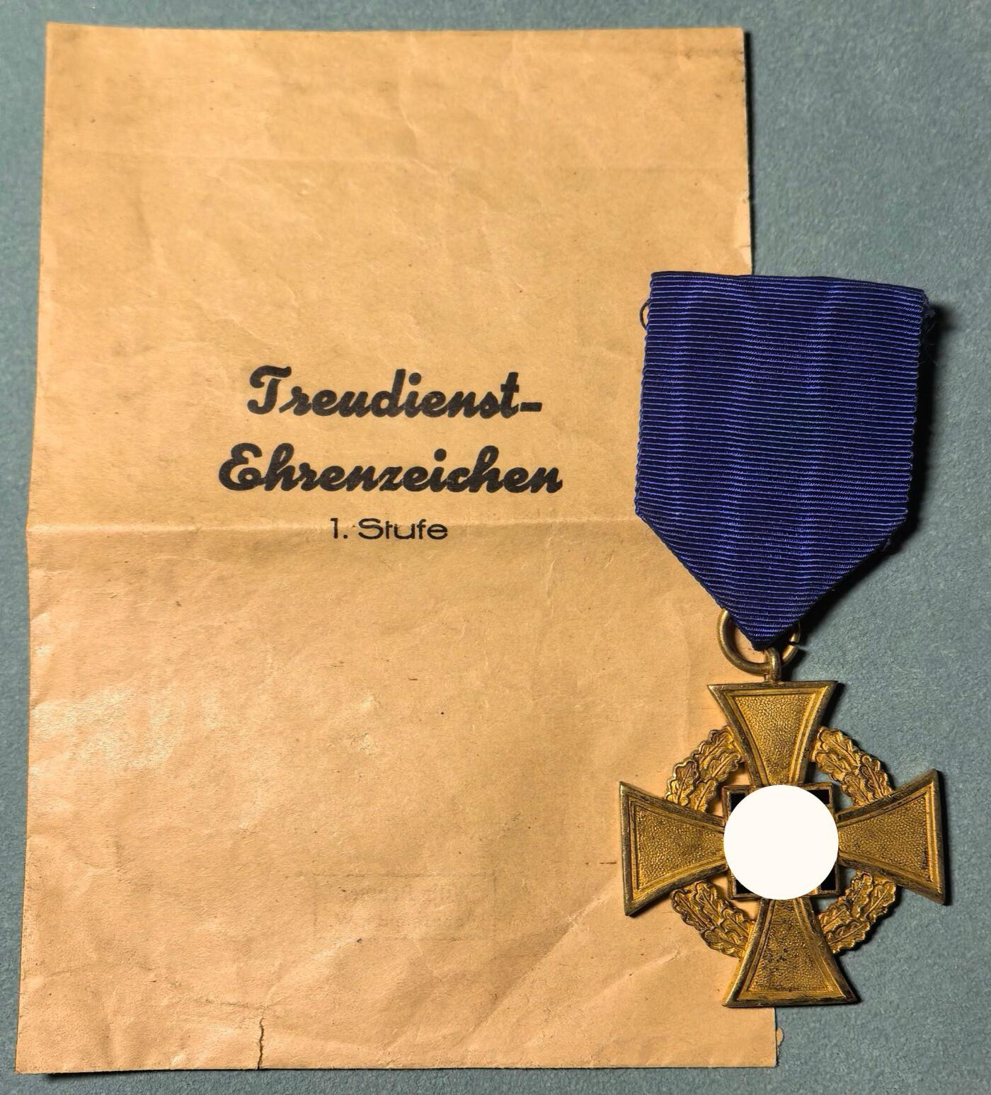 盛世勋华——号角文化勋章邮票专场拍卖第312期 德国（1939）金级忠诚服务奖章（40年）少见带纸袋