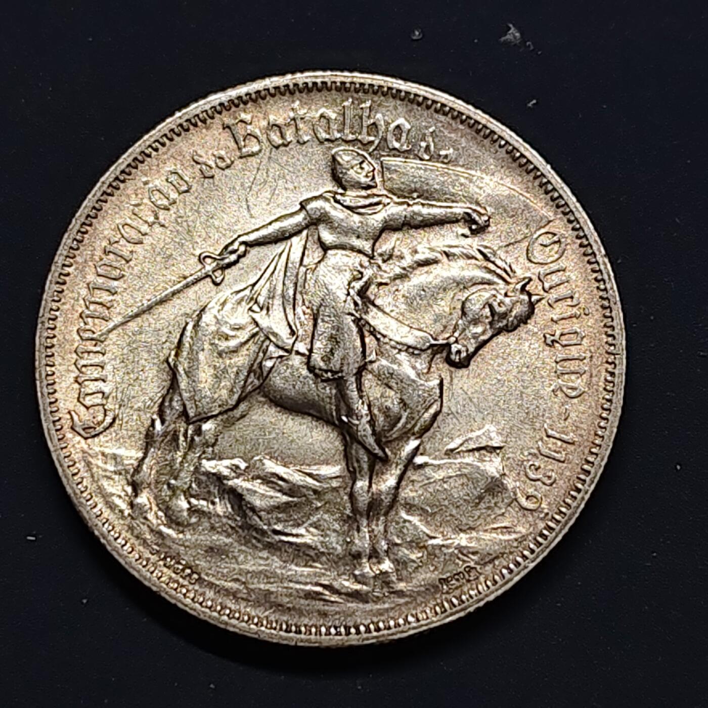 【全场包邮】纯粹捡漏拍519场 葡萄牙1928年10埃斯库多奥里基战役纪念银币【30毫米12.5克83.5%】