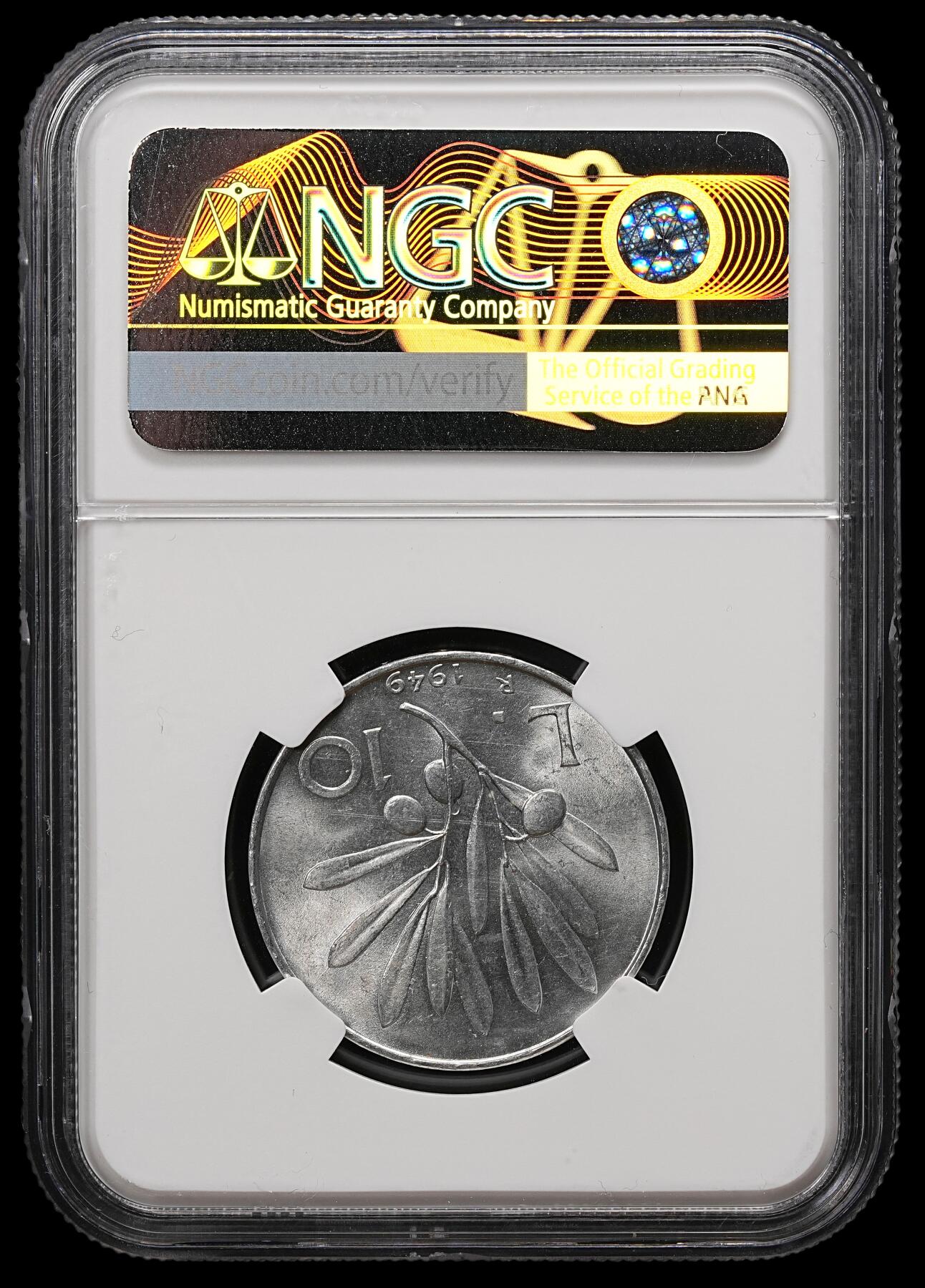 修遠堂世界钱币第110期 NGC MS64  1949年意大利10里拉