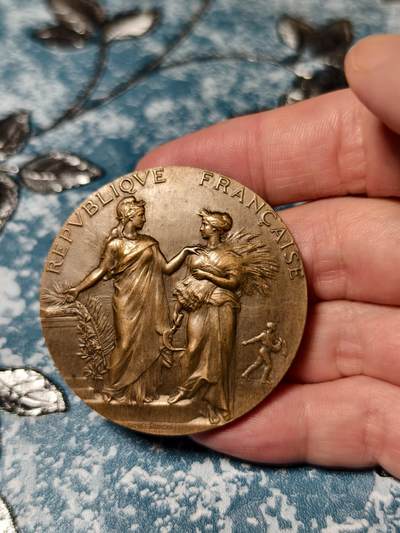 抚柳草堂-第二十二期章牌钱币  奖章勋章 满百包邮 放漏专场 - 1903法国农业部地区农业竞赛大铜章  章牌大师阿尔菲·杜布瓦作品     直径50mm  重量59.5g  实发版