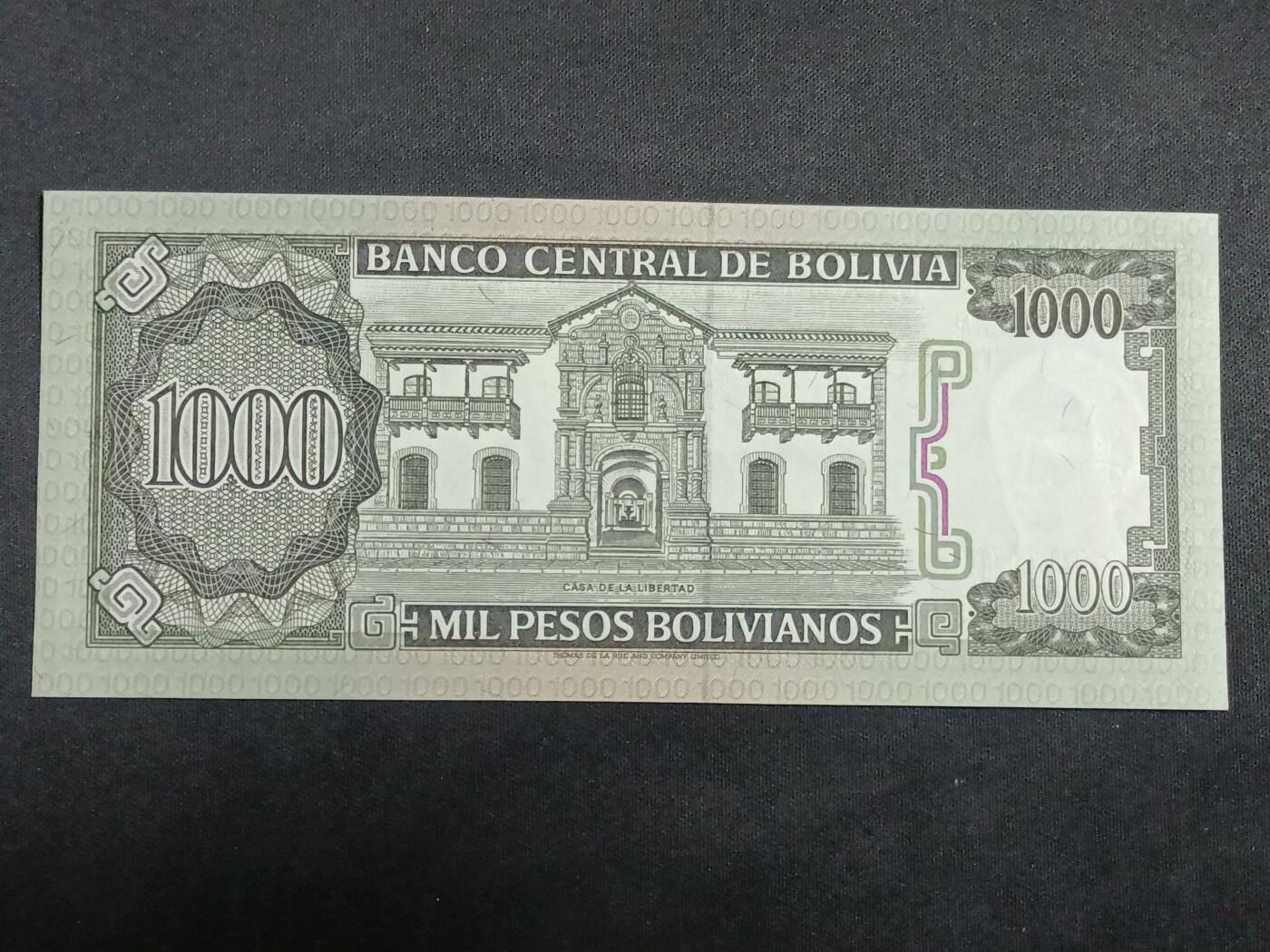 【游宝拍卖】丙午马年第19期 玻利维亚-1000比索【1982年 全新UNC-】