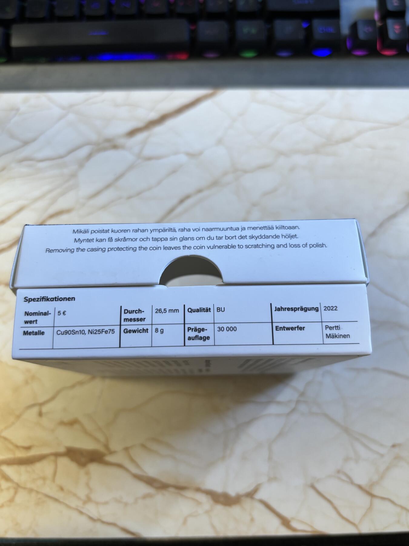 第196期拍卖 芬兰2022年曲棍球5欧双色纪念币