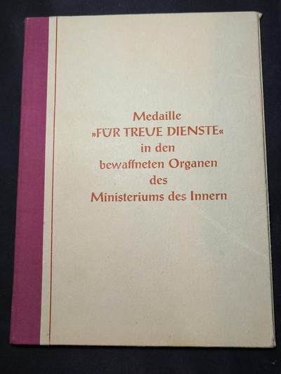 云宸嘉赏-勋臻佳藏四月精品甄选场次（低佣 一元一手） - 民主德国内务部人民警察-汉斯・布鲁赫洛斯（Hans Bruchlos）铜质忠诚服役奖章证书 带内务部长卡尔·马隆签字  早期六十年代版本