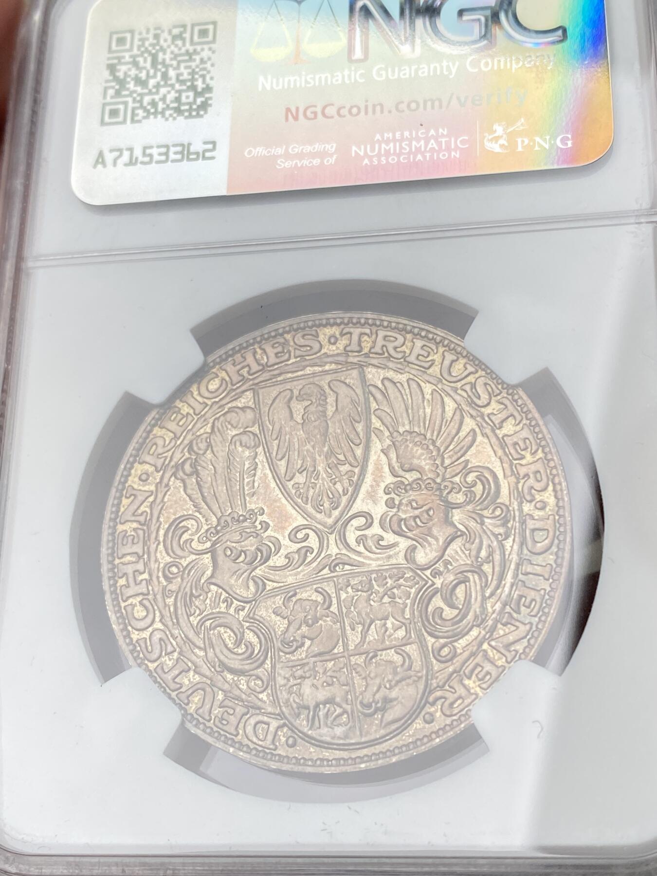 万国钱币拍卖第064期 NGC MS64 1927年德国魏玛共和国兴登堡总统80大寿5马克币章 卡尔哥茨作品 原味均匀玫瑰包浆 锋利银霜质感顶级收藏品质