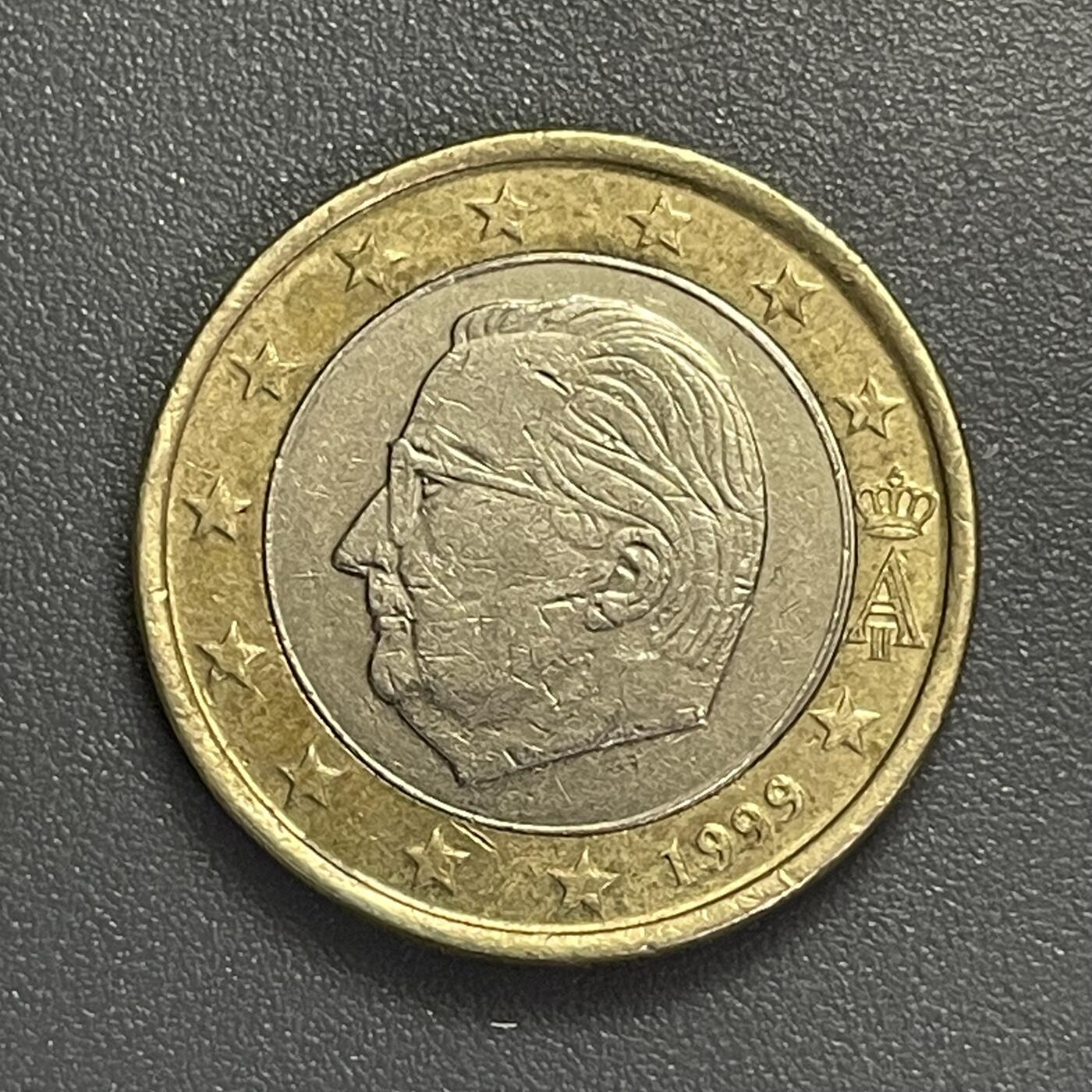 回流0405 比利时1999年1欧元双金属币 国王阿尔贝二世