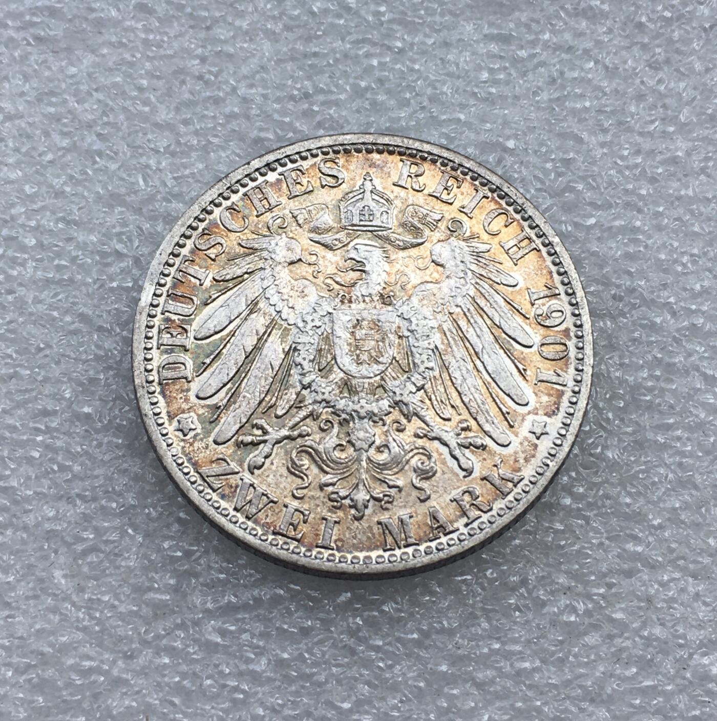 世界钱币专场拍卖 每周二开拍 1901年德国巴伐利亚奥托2马克银币