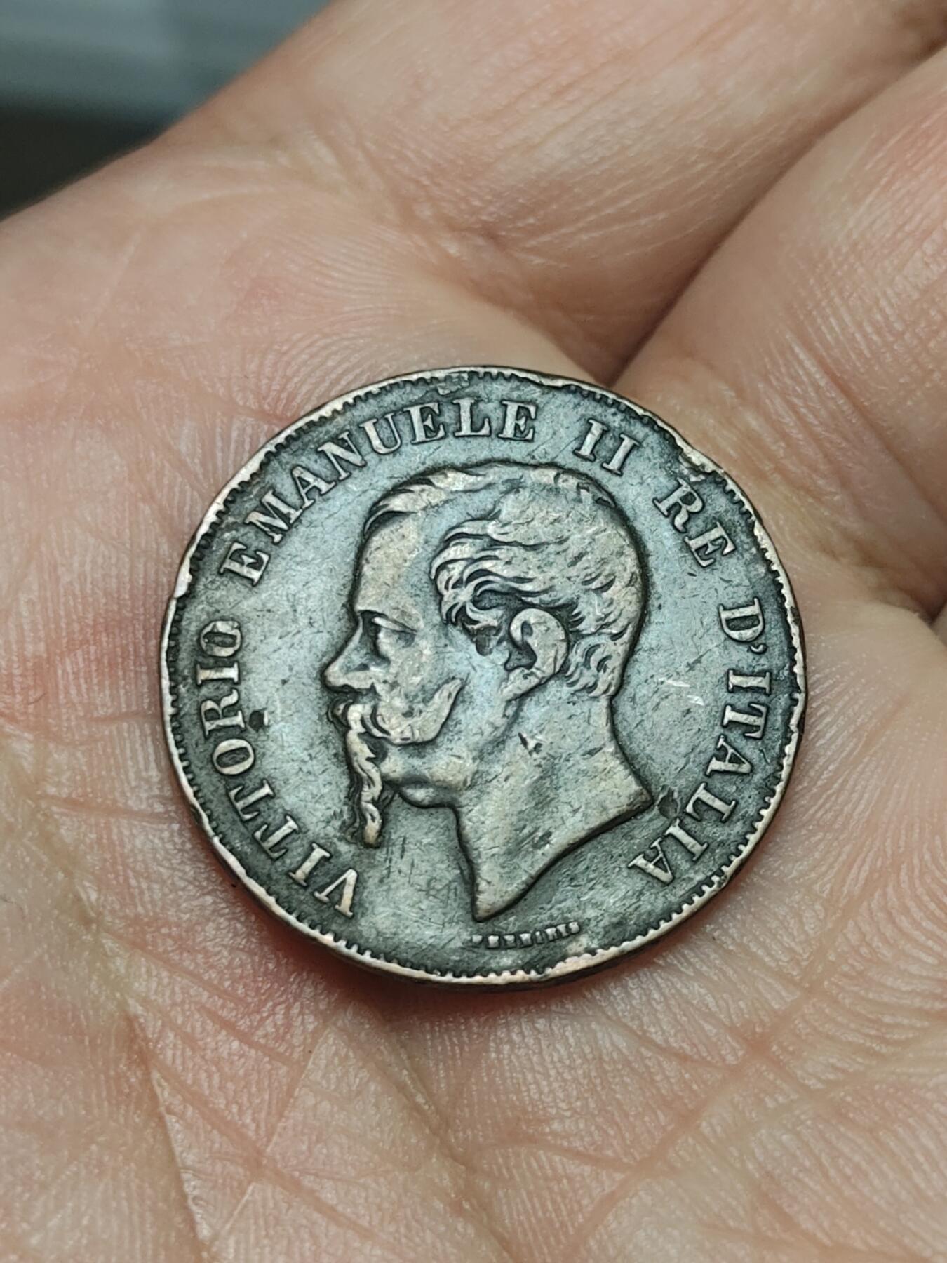 2026年第四十场(总第二百零九场）外国好品散币场(免佣金) 意大利王国1867年5分(维托里奥·埃马努埃莱二世时期，M标米兰造，关门年仅发行2年)