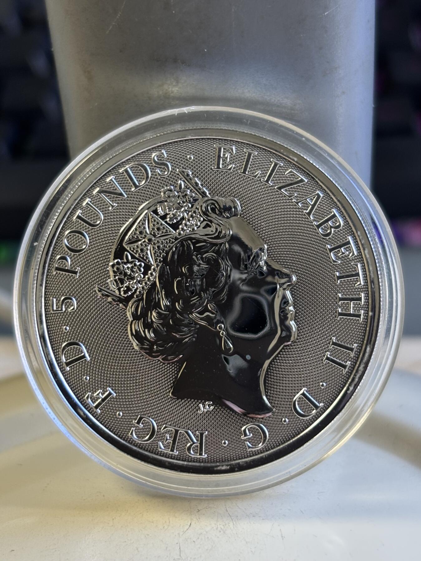 第196期拍卖 英国2019年女王神兽系列博福特耶鲁山羊2盎司纪念银币，9999银