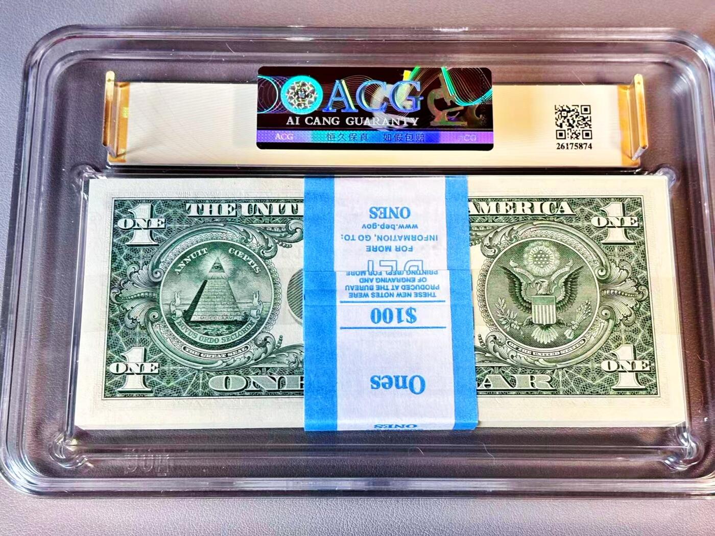 【Blue Auction】世界纸币精拍第804期——18级TOP拍卖/信誉/品质/专业/高效💫 【一刀】美国 2021年1美金 ACG67+EPQ