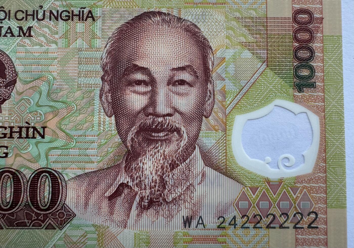 2026第6场（总第233期）：精品外钞、塑料钞靓号场  PolySecure基材 数二全同号24222222 越南2024年版10000盾塑料钞UNC（WA24冠）