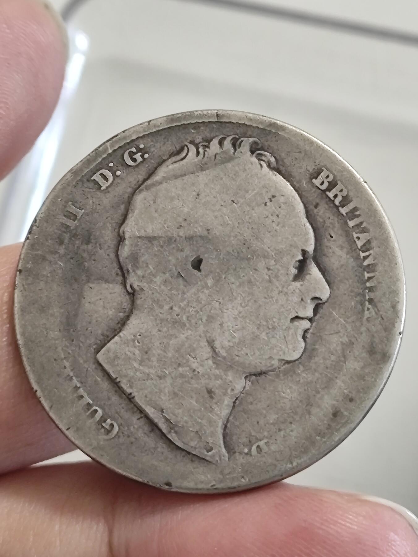 英国威廉四世1834-37年半克朗银币，925银，重12.47克