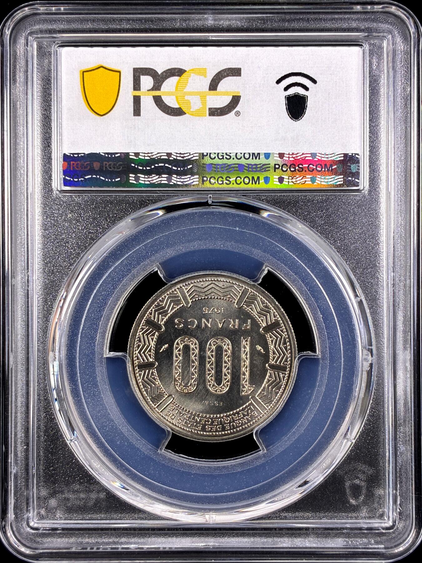 【雨安】【直播拍卖】【第0131期-评级币章】2026-04-04 周六 19:30 (金价1060, 银价18.08)  [评级样币] Cameroun 喀麦隆 样币 100法郎 1975年 PCGS-SP68