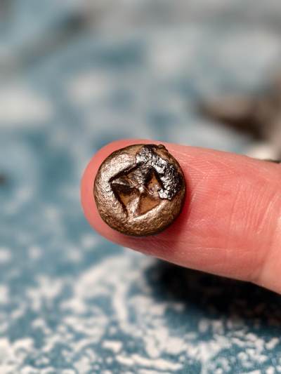 抚柳草堂-第二十二期章牌钱币  奖章勋章 满百包邮 放漏专场 - 三佛齐王国末期至满者伯夷王国早期打制小银币 1.1g重 正面有檀香花徽记，背面爪哇岛文，面值1 Unit或称Masa