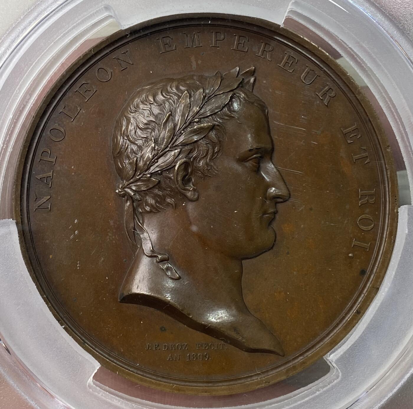 万国钱币拍卖第064期 PCGS UNCD 1810年法国拿破仑一世纪念巴黎商事法院院长皮埃尔·维农大铜章 大规格68MM