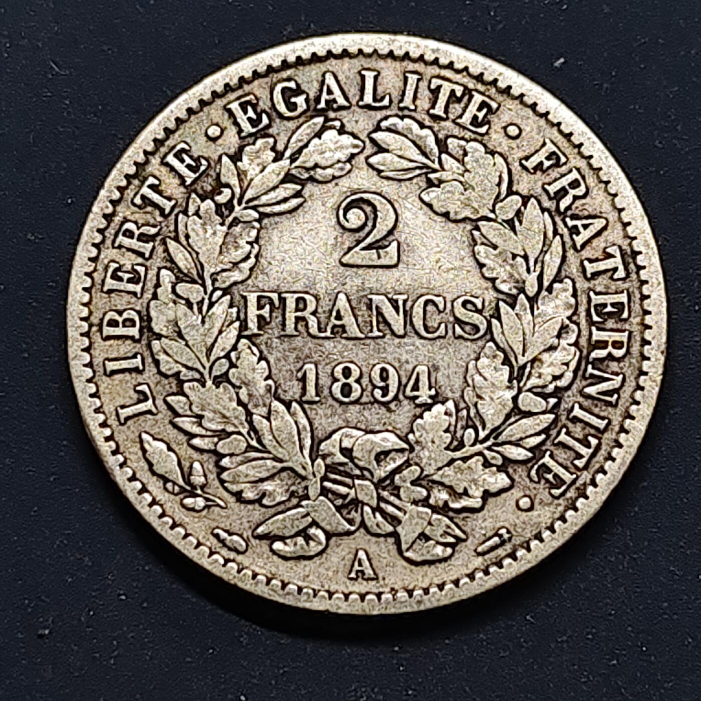 【全场包邮】纯粹捡漏拍518场 法国1894年花冠女神2法郎银币【27毫米10克83.5%】