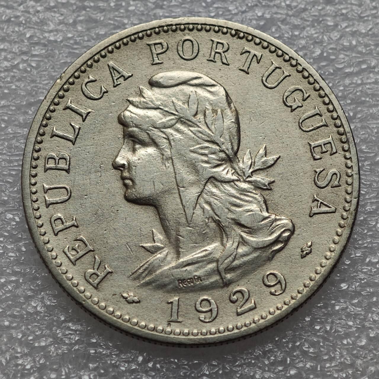  【淘币小摊】限时拍第八百九十二拍   教皇国塞舌尔加纳危地马拉场    每周一统一发货 葡属圣多美普林西比1929年50分镍币 km1