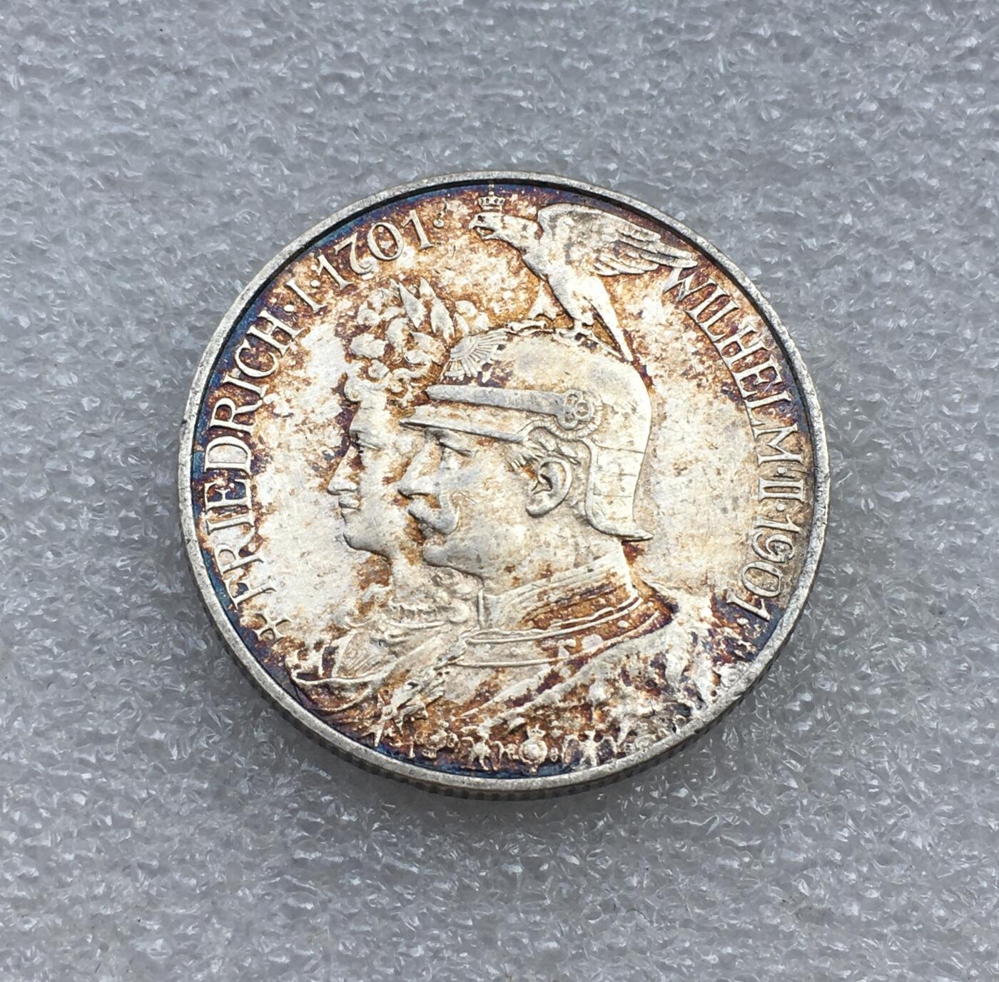 世界钱币专场拍卖 每周二开拍 1901年德国普鲁士建国200周年2马克银币