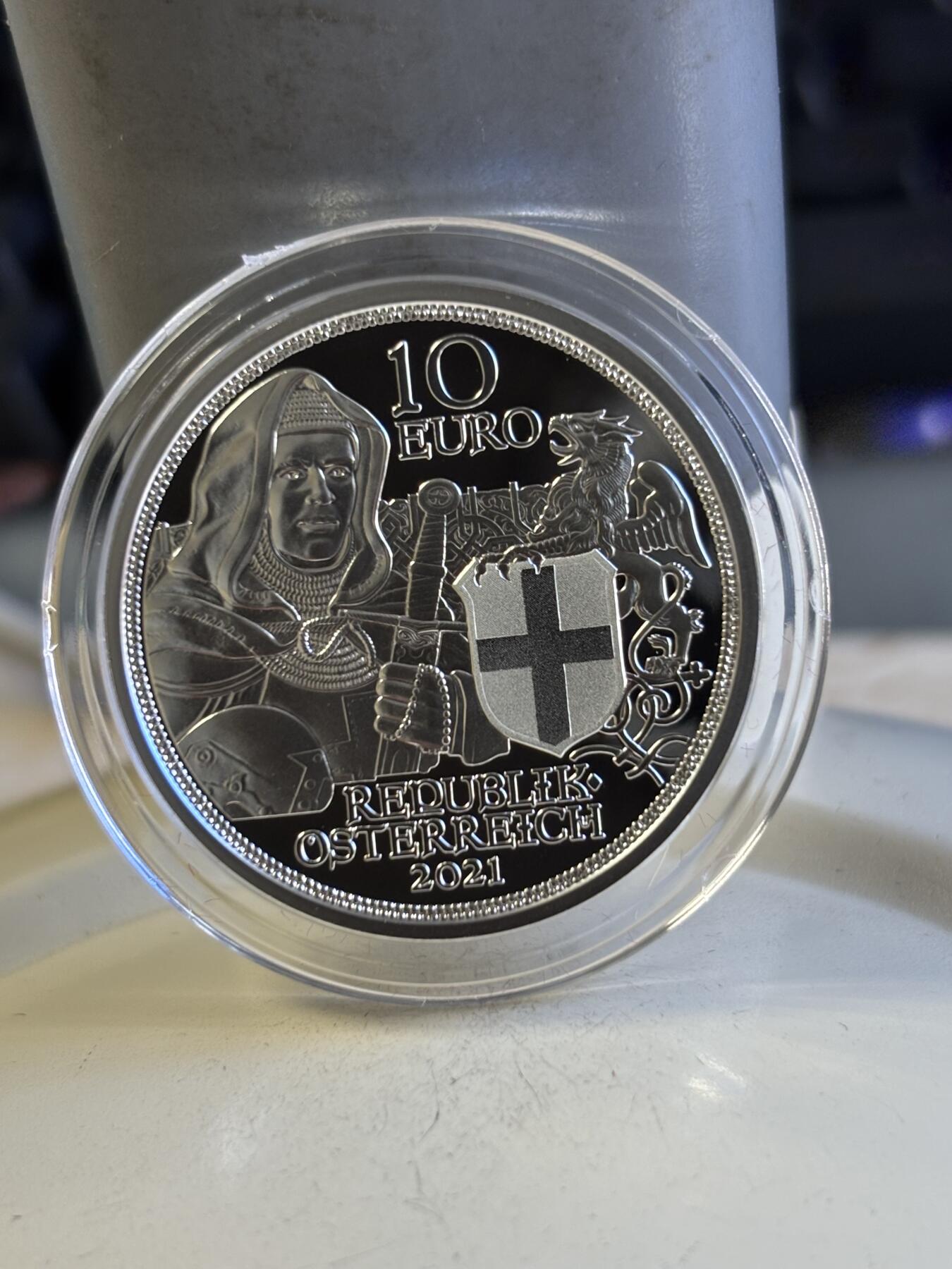 第196期拍卖 奥地利2021年骑士传说系列5兄弟友情精制纪念银币，925银，16.82克，发行30000枚