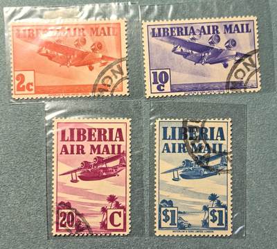 盛世勋华——号角文化勋章邮票专场拍卖第312期 - 利比里亚1938年发行 4全 航空邮票