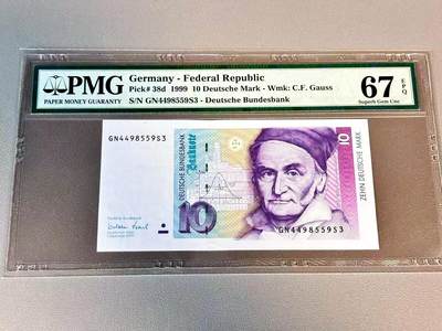 【Blue Auction】世界纸币精拍第804期——18级TOP拍卖/信誉/品质/专业/高效💫 - 【p38d】德国 1999年10马克 PMG67EPQ 