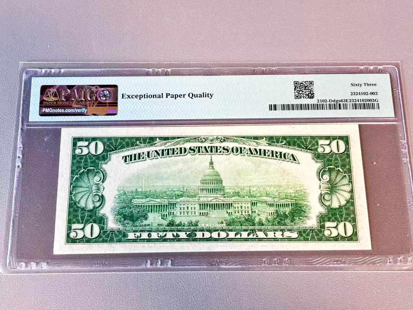 【Blue Auction】世界纸币精拍第804期——18级TOP拍卖/信誉/品质/专业/高效💫 【444豹子号】美国 1934年50美金 PMG63EPQ 克利夫兰版