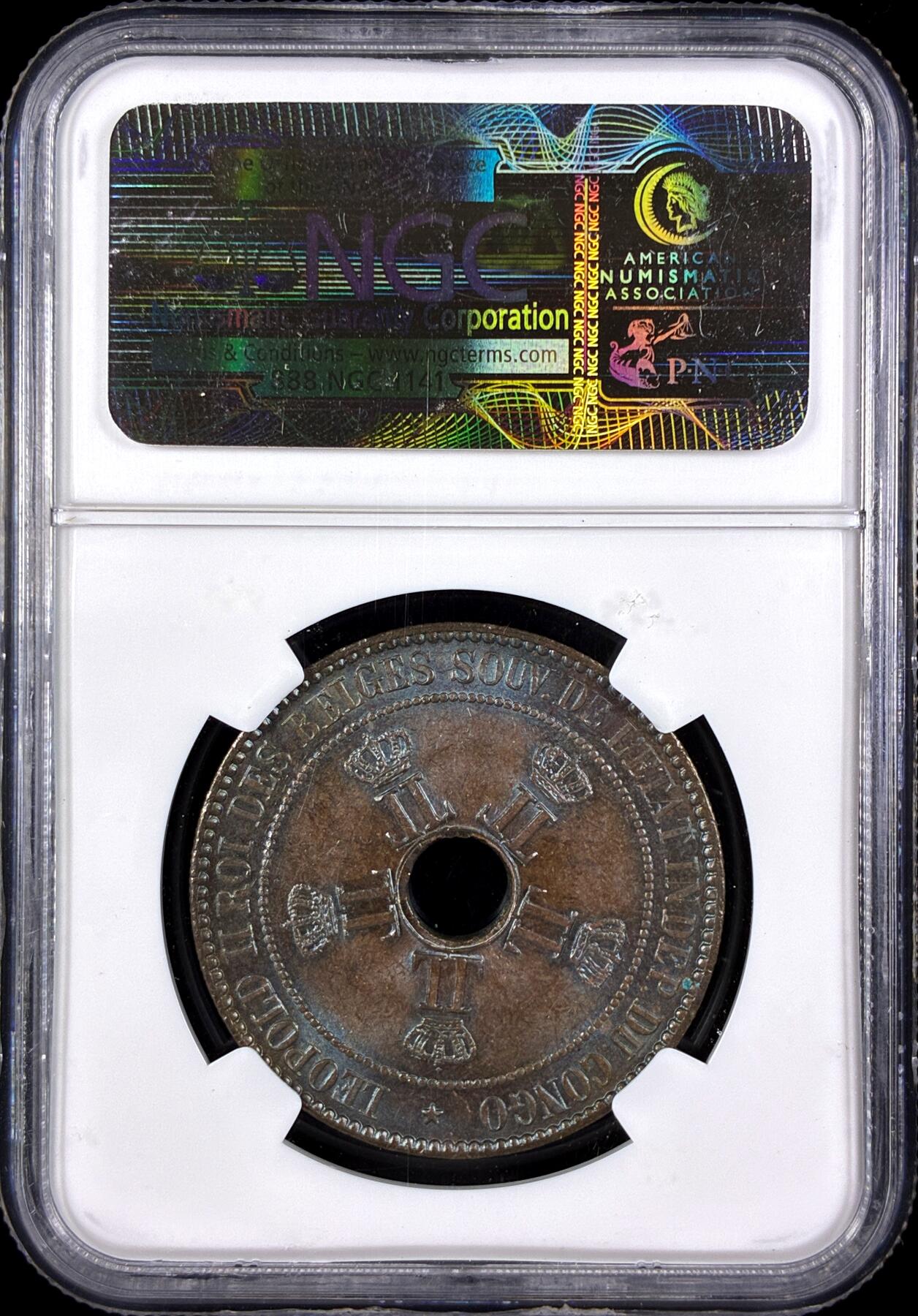 【雨安】【直播拍卖】【第0131期-评级币章】2026-04-04 周六 19:30 (金价1060, 银价18.08)  [评级非洲] Belgian Congo 比属刚果 10分 1888年  NGC-MS64