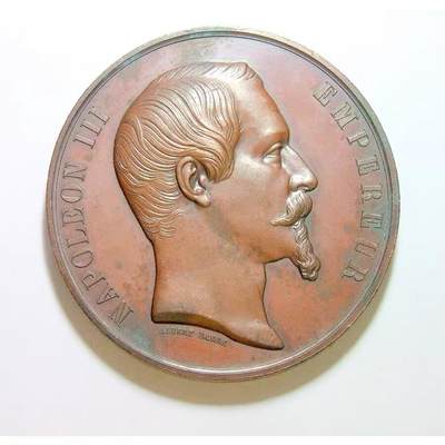 【艺术】法国艺术大章1855年 拿破仑三世徽盾雄鹰 高浮雕精制超大铜章 60MM 112克 - 【艺术】法国艺术大章1855年 拿破仑三世徽盾雄鹰 高浮雕精制超大铜章 60MM 112克