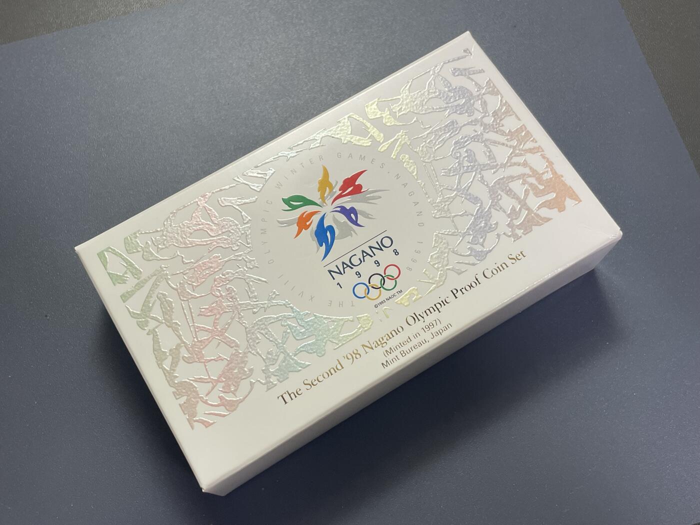 回流0405 长野奥林匹克冬季竞技大会纪念货币 平成9年（1997年）版 2枚精制币（proof）原盒套装