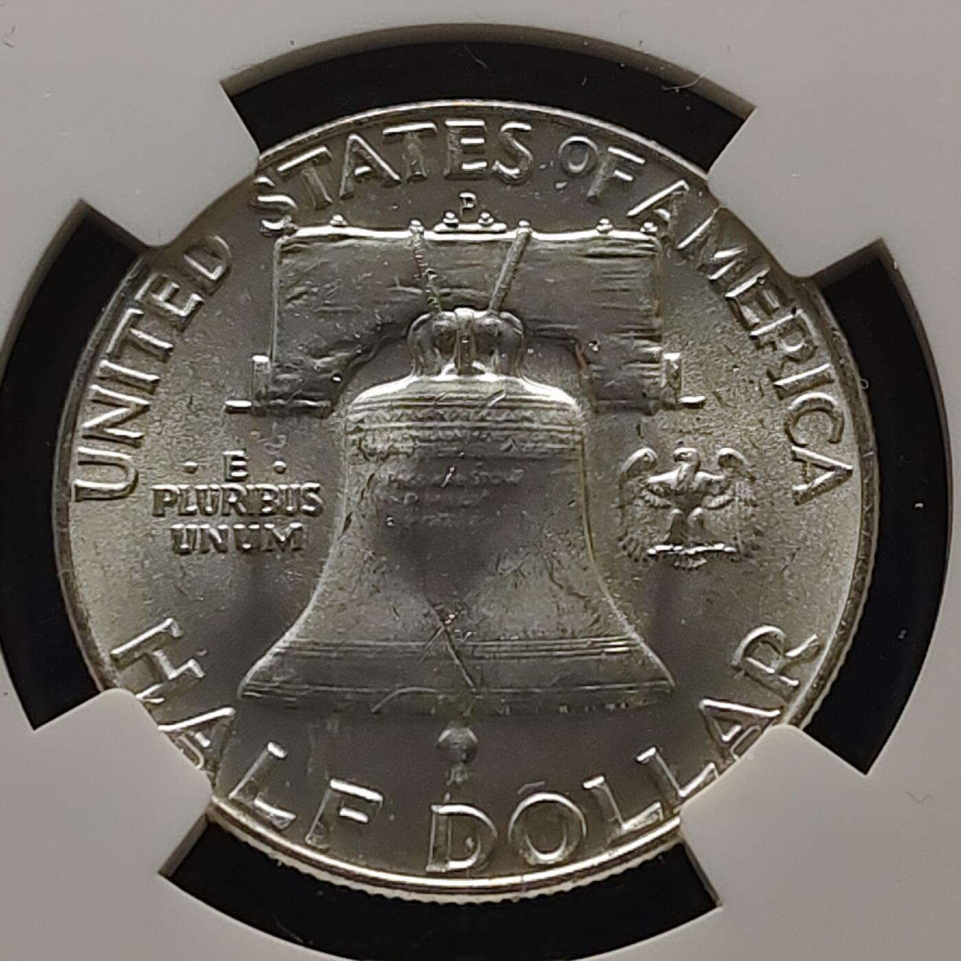 【全场包邮】纯粹捡漏拍519场 美国1957年富兰克林D厂半元银币【31毫米12.5克90%】-NGC MS64