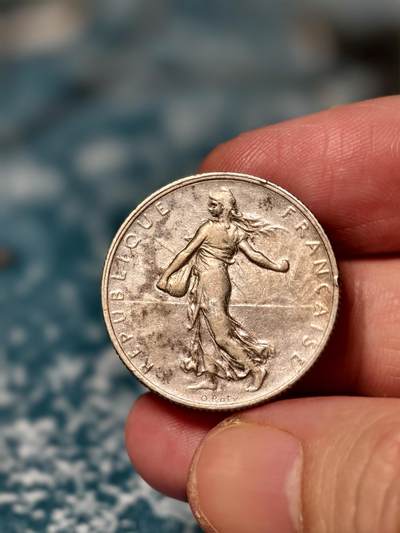 抚柳草堂-第二十六期章牌钱币  奖章勋章 满百包邮 放漏专场 1917法国2法郎播种女神银币 重10.1g 法兰西第三共和国时期经典流通银币 雕刻家名家Oscar Roty设计 