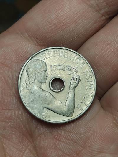 2026年第四十场(总第二百零九场）外国好品散币场(免佣金) - 少见–西班牙1934单年份25分(共和国时期第一版)