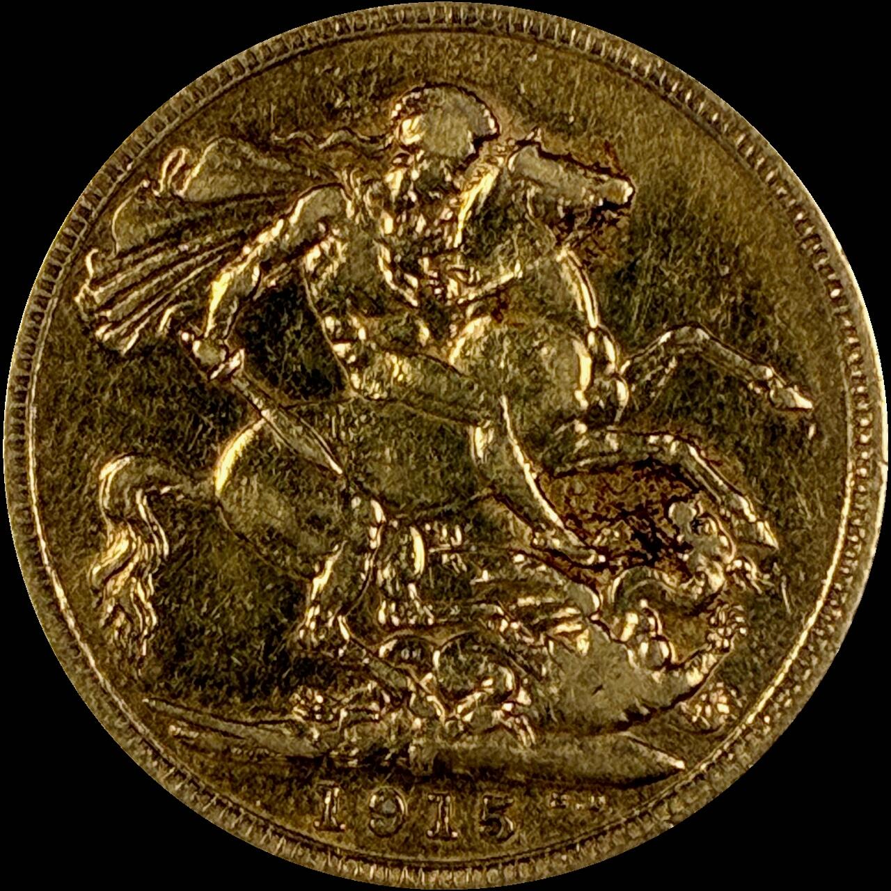 【雨安】【直播拍卖】【第0131期-评级币章】2026-04-04 周六 19:30 (金价1060, 银价18.08)  [裸币金币] [金币] 英国 1镑 1915年 乔治五世 [7.98克, 0.917金] 实际重量有轻微损耗