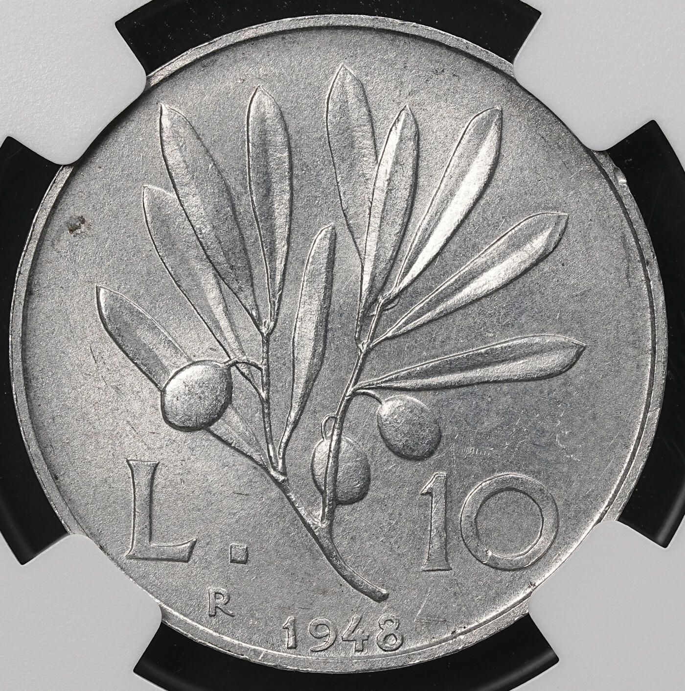 修遠堂世界钱币第110期 NGC MS63 1948年意大利10里拉