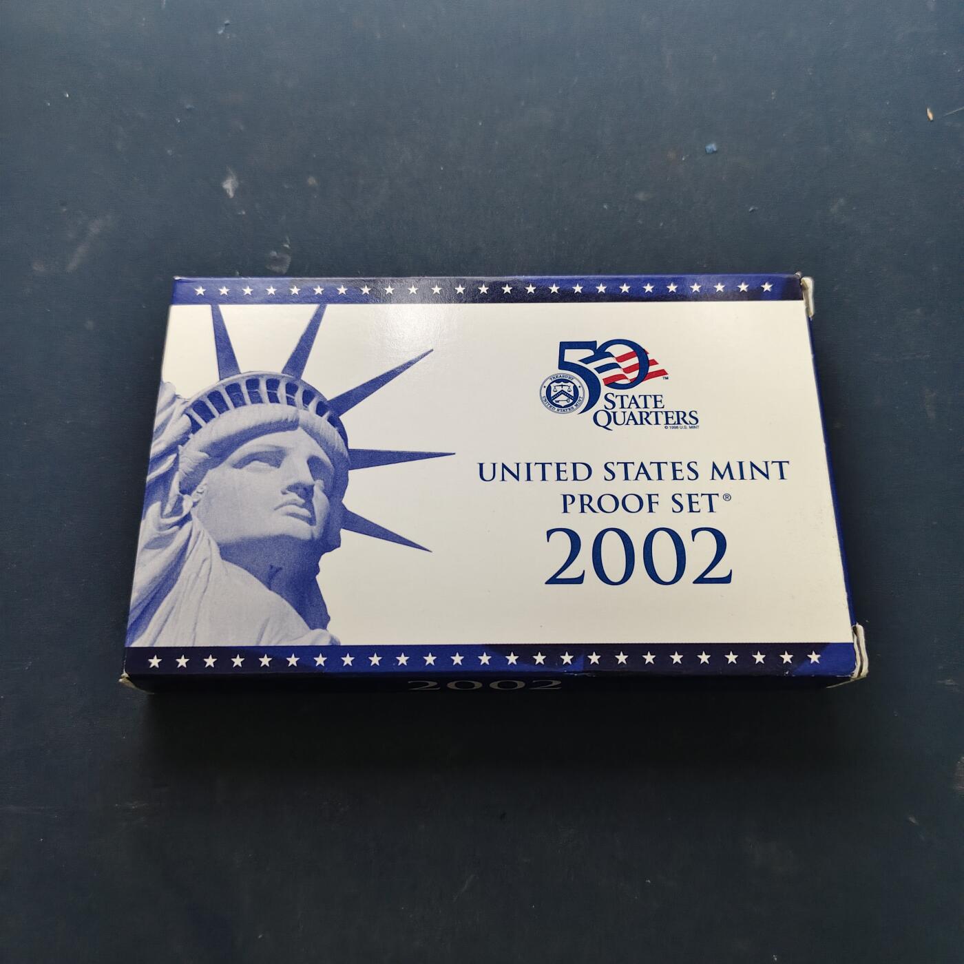 【全场包邮】纯粹捡漏拍519场 美国2002年官方封装精制套币（流通币一盒+州币一盒）-盒证全